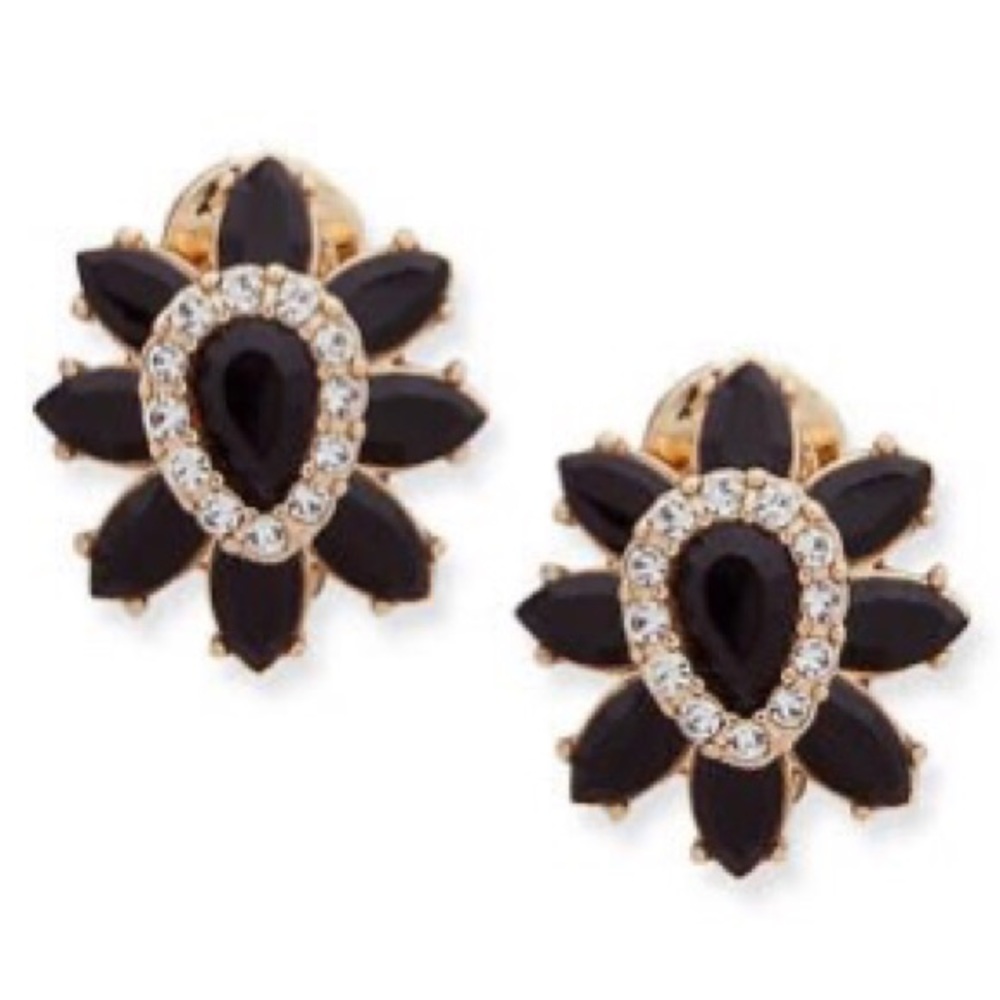 (NWT) Anne Klein Stone Flower Clip Earrings 🖤